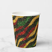 Rot-Gelb-Schwarze Wellen des festlichen Glitzer Pappbecher (Vorderseite)