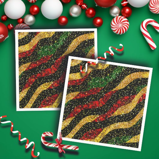 Rot-Gelb-Schwarze Wellen des festlichen Glitzer Serviette