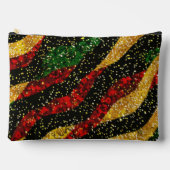 Rot-Gelb-Schwarze Wellen des festlichen Glitzer Zubehörtasche (Vorderseite)