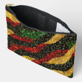 Rot-Gelb-Schwarze Wellen des festlichen Glitzer Zubehörtasche (Offen)