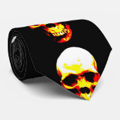 Rot, Gelb, Schwarzer Schädel Pop Krawatte (Gerollt)