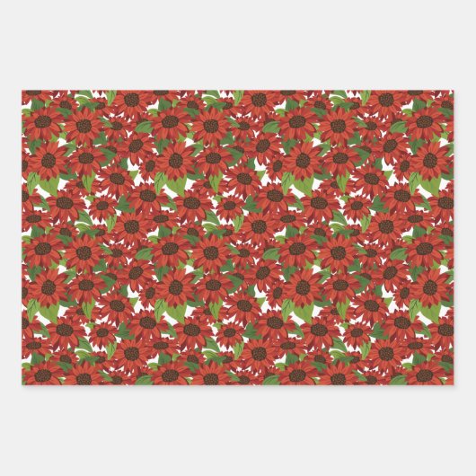 Rot-Gelb-Sonnenblumen-Blumenmuster Geschenkpapier Set (Vorderseite 2)