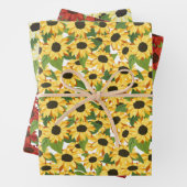 Rot-Gelb-Sonnenblumen-Blumenmuster Geschenkpapier Set (Beispiel)