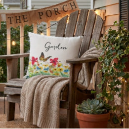 Rot Gelb und Blau Blüte mit Schmetterling Kissen