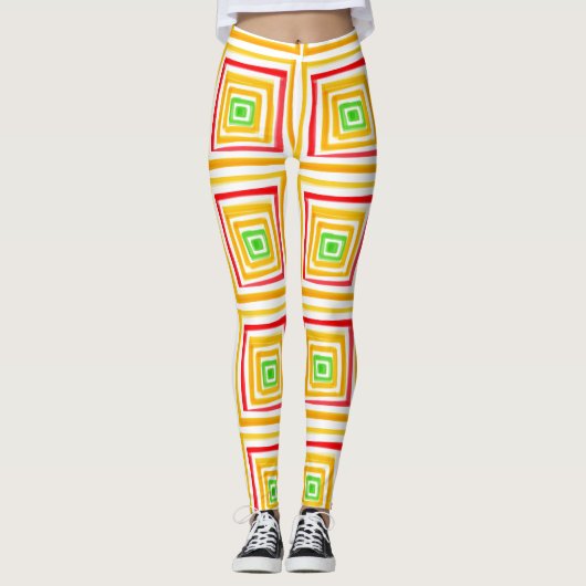 Rot-Gelb und Grün Leggings (Vorderseite)