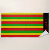 Rot Gelb und Grün Rasta-Gestreift Strandtuch (Vorderseite)
