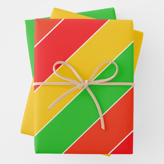 Rot, Gelb und Kalkgrün Geschenkpapier Set (Beispiel)