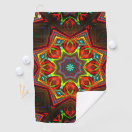 Rot gelb verdreht acht-spitzen Sternenkaleidoscope Golfhandtuch