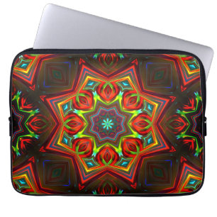 Rot gelb verdreht acht-spitzen Sternenkaleidoscope Laptopschutzhülle