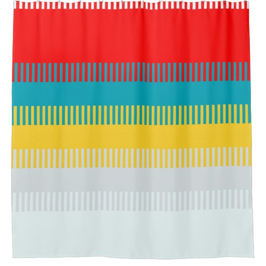 Rot-Gelb-Weiß-Grau Abstraktes einzigartiges Muster Duschvorhang (Vorderseite)