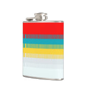 Rot-Gelb-Weiß-Grau Abstraktes einzigartiges Muster Flachmann (Links)