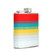 Rot-Gelb-Weiß-Grau Abstraktes einzigartiges Muster Flachmann (Rechts)