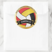 Rot, Gelb, Weiß und Schwarzer Volleyball | DIY Nam Runder Aufkleber (Tasche)