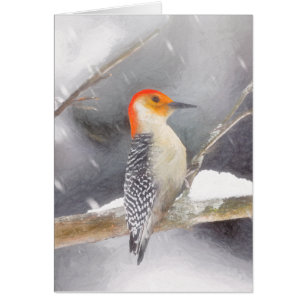 Rot-Gelb Woodpecker Malerei Original Vogelkunst