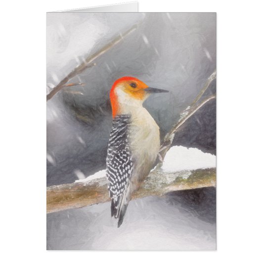 Rot-Gelb Woodpecker Malerei Original Vogelkunst (Vorne)