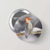 Rot-Gelb Woodpecker Malerei Original Vogelkunst Button (Vorne & Hinten)