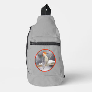 Rot-Gelb Woodpecker Malerei Original Vogelkunst Crossbody Bag