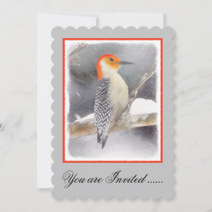 Rot-Gelb Woodpecker Malerei Original Vogelkunst Einladung