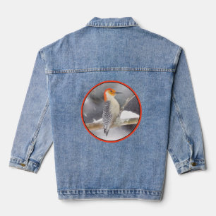 Rot-Gelb Woodpecker Malerei Original Vogelkunst Jeansjacke