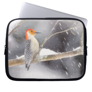 Rot-Gelb Woodpecker Malerei Original Vogelkunst Laptopschutzhülle
