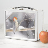 Rot-Gelb Woodpecker Malerei Original Vogelkunst Metall Brotdose (Beispiel)