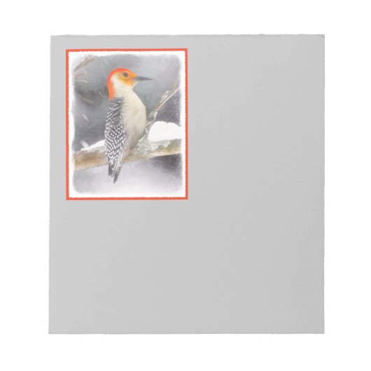 Rot-Gelb Woodpecker Malerei Original Vogelkunst Notizblock (Vorderseite)