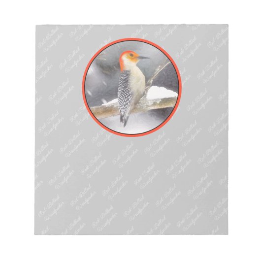 Rot-Gelb Woodpecker Malerei Original Vogelkunst Notizblock (Vorderseite)