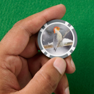 Rot-Gelb Woodpecker Malerei Original Vogelkunst Pokerchips