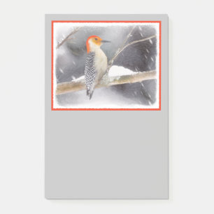 Rot-Gelb Woodpecker Malerei Original Vogelkunst Post-it Klebezettel