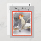 Rot-Gelb Woodpecker Malerei Original Vogelkunst Postkarte (Vorne/Hinten)