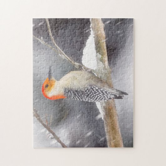 Rot-Gelb Woodpecker Malerei Original Vogelkunst Puzzle (Vertikal)