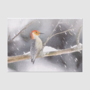 Rot-Gelb Woodpecker Malerei Original Vogelkunst Seidenpapier