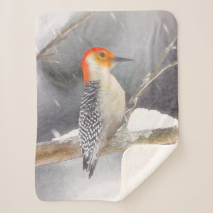 Rot-Gelb Woodpecker Malerei Original Vogelkunst Sherpadecke