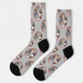 Rot-Gelb Woodpecker Malerei Original Vogelkunst Socken (Linkes Detail)