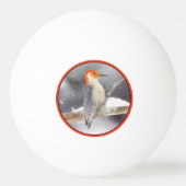 Rot-Gelb Woodpecker Malerei Original Vogelkunst Tischtennisball (Rückseite)