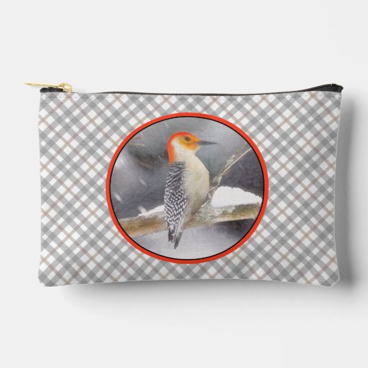 Rot-Gelb Woodpecker Malerei Original Vogelkunst Zubehörtasche (Vorderseite)