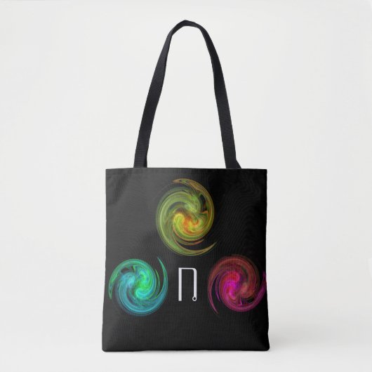 ROT GELBE BLAU LICHT VORTEX Monogramm Schwarz Tasche (Vorderseite)
