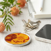 Rot-gelbe Blume grunge digitale Grafik Schlüsselanhänger (Seite)