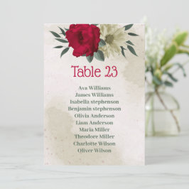 Rot-gelbe Blumen botanische Sitzplakette Einladung