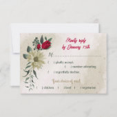 Rot-gelbe Blumen botanische Speisen Wahl RSVP Karte (Vorderseite)