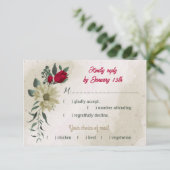 Rot-gelbe Blumen botanische Speisen Wahl RSVP Karte (Stehend Vorderseite)