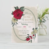 Rot-gelbe Blumen geometrische Hochzeit Einladung (Stehend Vorderseite)