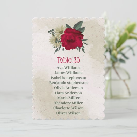 Rot-gelbe Blütenkarte Einladung (Stehend Vorderseite)