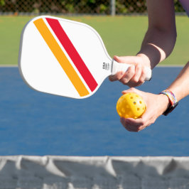 Rot-gelbe Diagonalstreifen auf weiß Pickleball Schläger