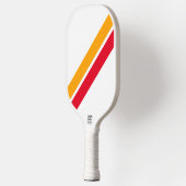Rot-gelbe Diagonalstreifen auf weiß Pickleball Schläger (Links)