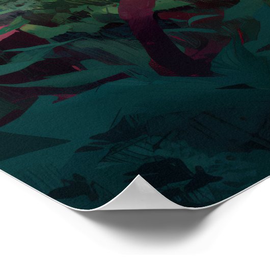 Rot-Gelbe Eidechsendrache in Dschungelblättern Poster (Ecke)