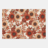 ROT & GELBE FALL SUNFLOWERS & PUMPKINS GESCHENKPAPIER SET (Vorderseite 3)