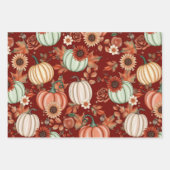 ROT & GELBE FALL SUNFLOWERS & PUMPKINS GESCHENKPAPIER SET (Vorderseite 2)