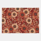 ROT & GELBE FALL SUNFLOWERS & PUMPKINS GESCHENKPAPIER SET (Vorderseite)