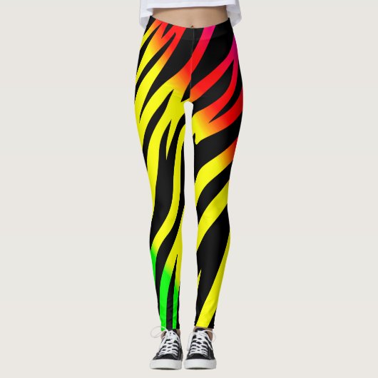 Rot-gelbe grüne Farbe Leggings (Vorderseite)